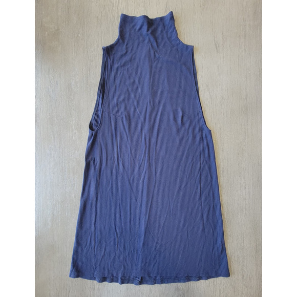 Reformation Navy Ribbed Sleeveless Mock Neck Dress Size Small - Picture 1 of 6